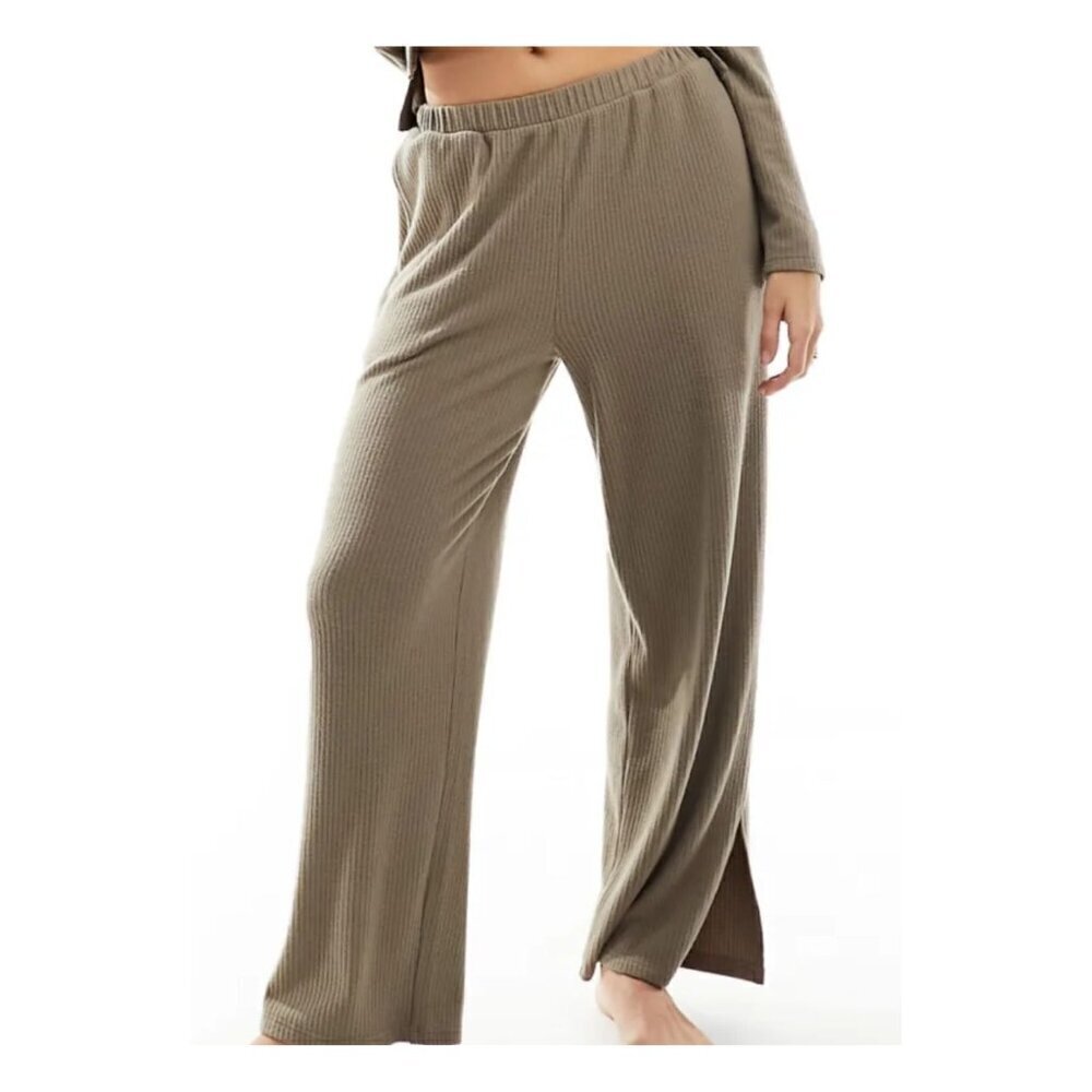 ASOS Design Lounge Soft Touch Ribbed Sweatpants Lounge Pant Brown